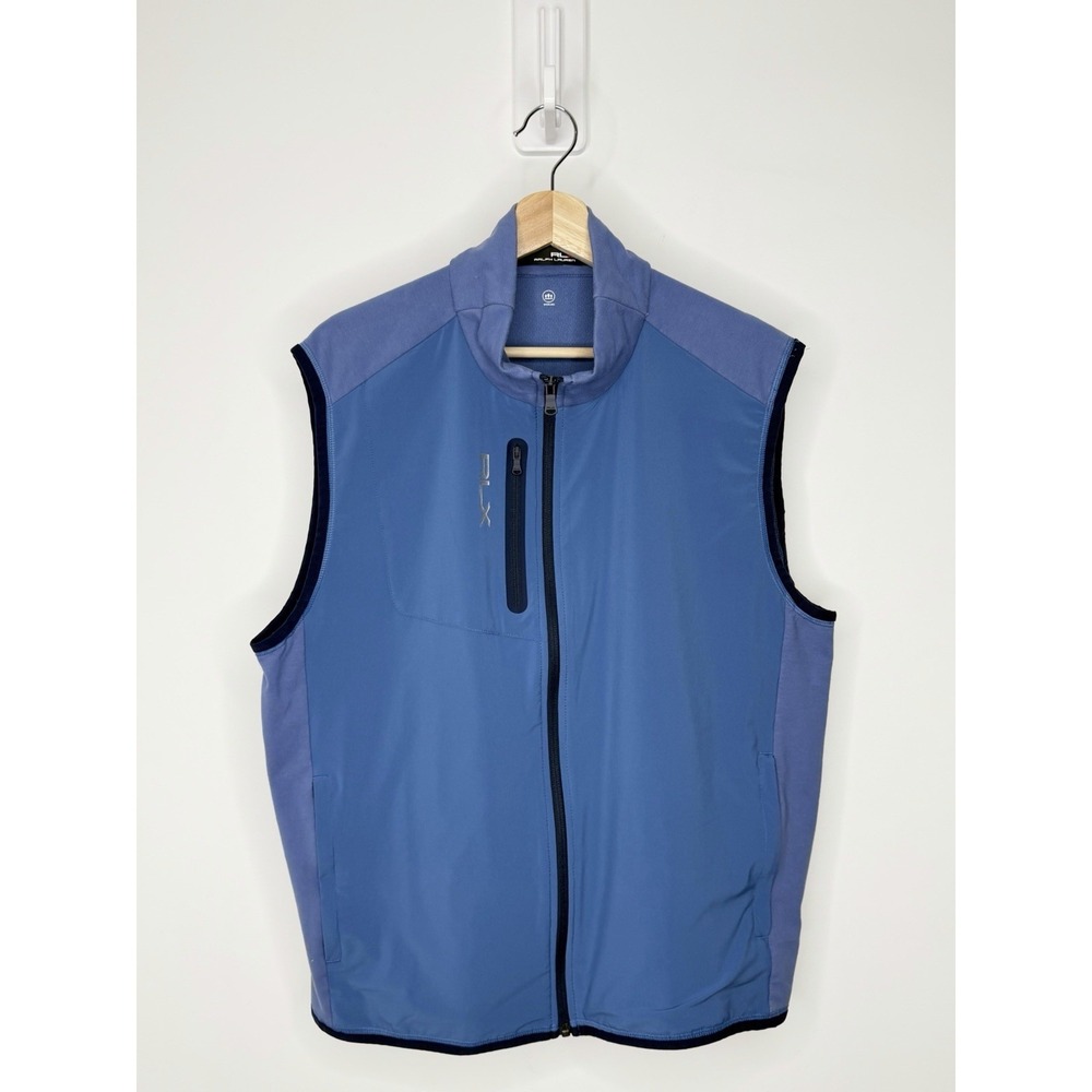 RLX Ralph Lauren Golf Vest Mens Large Blue Full Zip Wicking Performance Pockets
